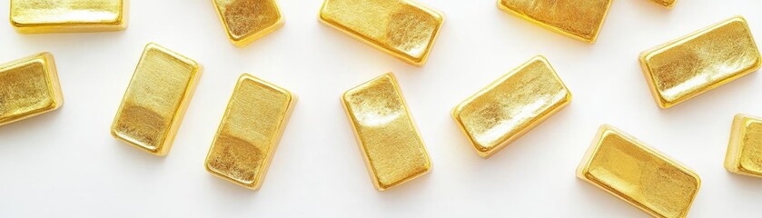 Premium gold bars arranged on a clean background, symbolizing wealth, investment, and luxury. Perfect for financial themes.