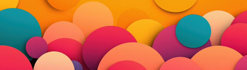 Wall Mural - Vibrant abstract background with colorful overlapping circles in gradient hues of orange, pink, and teal. Perfect for modern design projects.