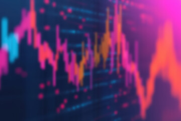 Poster - Abstract digital financial chart with colorful lines and data points, depicting stock market trends, suitable for finance and business themes.