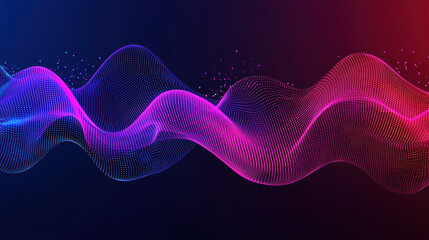Poster - vibrant digital wave with a blend of blue and red particles. abstract neon light and futuristic conc