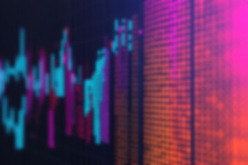 Poster - Abstract digital data visualization with blurred graphs and colorful charts, depicting financial analysis and futuristic technology.