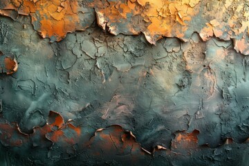 Canvas Print - Textured Metal Artwork with Rusty Brown and Blue Tones