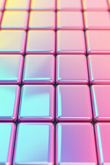 Poster - Colorful  tiles with a glossy finish, showcasing a gradient of pink, blue, and yellow hues, creating a vibrant and modern background.