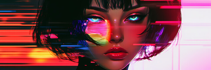 Pink Synthwave Girl in Anime Manga Art Style Stunning Wallpaper