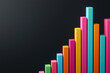© tonstock - Colorful  bar graph on dark background illustrating data analysis, performance, growth, and business metrics visualization. Professional and modern design.