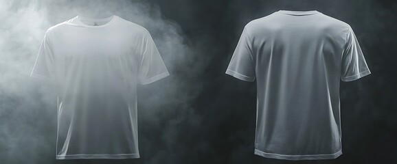 White T-Shirt Mockup on a Smoky Background.