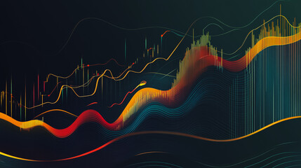  Charts and graphs with statistics for innovation Digital analyzes business potential and predicts future developments in the company's growth. Abstract black background