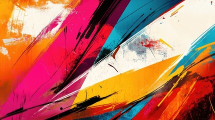 Leinwandbilder - Abstract background with bold, jagged lines and vibrant colors, evoking a sense of intensity and energy