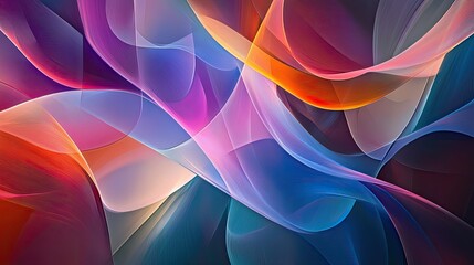 Poster - Abstract background with layered, transparent colors and overlapping shapes, creating a sense of depth