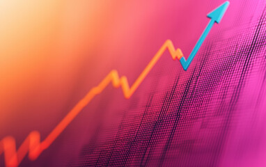 Poster - Dynamic upward graph with vibrant colors, illustrating growth and success in a vibrant, modern design. Perfect for business and finance themes.