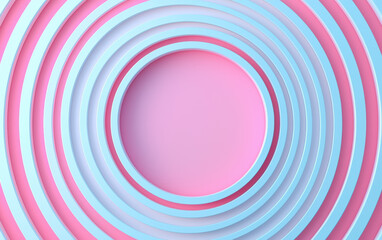 Poster - Abstract   of pink and blue concentric circles creating a modern geometric pattern with a central void. Ideal for backgrounds and design projects.