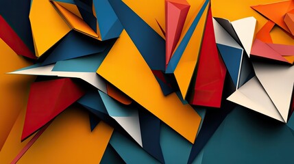 Fototapete - Abstract design with sharp, angular shapes in bold colors, creating a modern and striking visual