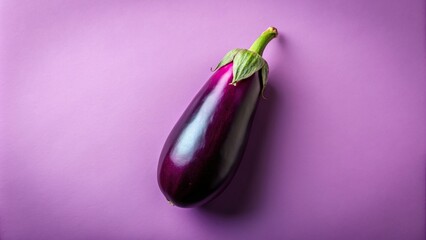 Eggplant placed asymmetrically on a light purple background, decor, background, creative, abstract, vibrant, organic, fresh, colorful, nutrition, violet, healthy, vegetable, agriculture