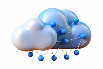 3D Abstract cloud with digital connections on an isolated white background concept as An abstract representation of a digital cloud with intricate connections to data points isolated on a white backgr