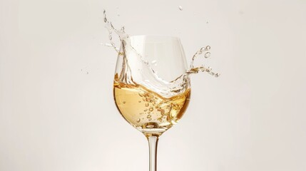 Wall Mural - A glass filled with white wine and a splash of water, perfect for a relaxing evening