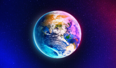 Wall Mural - Planet Earth in space, banner design. Image elements furnished by NASA