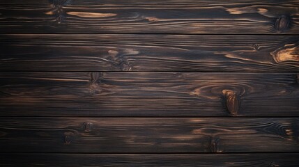 Wall Mural - Dark-stained wooden boards with pronounced grain patterns and a smooth finish, offering a rich and sophisticated background