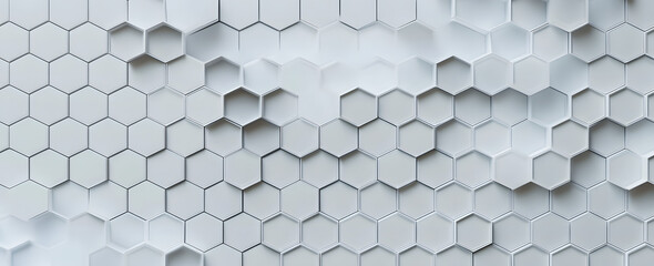 Wall Mural - Hexagonal light grey, white background texture, 3d illustration, 3d rendering