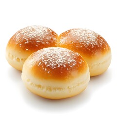 Wall Mural - Perfectly Crafted Chinese Custard Buns on White Background