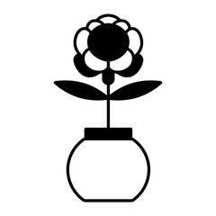 Wall Mural - Rose icon. black fill icon