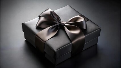 A Luxurious Black Gift Box Adorned with a Velvet Bow  AI generated