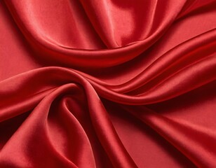 Flying red silk fabric. Waving satin cloth. Ai generated image