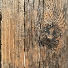 Wall Mural - Close-Up of Rustic Wooden Plank with Prominent Knot and Textured Grain
