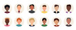© Anminsi - Set of man persons, avatars, people heads of different ethnicity in flat minimal style.