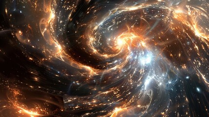 Wall Mural - cosmic firestorm: spectacular interstellar phenomenon with brilliant oranges and blues
