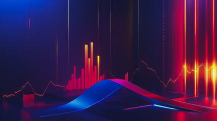 Charts and graphs with statistics for innovation Digital analyzes business potential and predicts future developments in the company's growth. Abstract black background