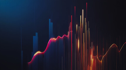 Charts and graphs with statistics for innovation Digital analyzes business potential and predicts future developments in the company's growth. Abstract black background