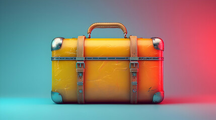 Vintage Yellow Leather Suitcase 3D Render