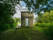 © mark_gusev - Small building with metal door by a lake in a forest with water and air quality checking equipment. Ecology and nature data record for evaluation reports. Keeping ecosystem clean and healthy.