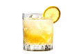 © NightTampa - Refreshing yellow cocktail served in a rocks glass with ice and a lemon slice, cutout, png