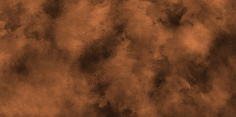 Wall Mural - Abstract Textured Gradient in Warm Brown Tones Subtle, abstract dark brown stained grungy background or texture. Orange powder explosion on black background.