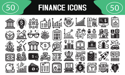 Fototapete - set of finance line icons for web design and business isolated vector illustration on white background 