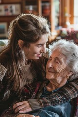 Wall Mural - A tender moment between two generations, perfect for family or love stories