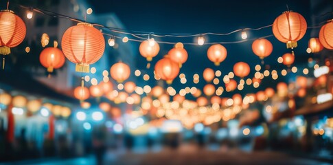 the colorful lanterns and digital displays illuminate a vibrant chinese new year celebration in futu