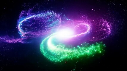Poster - Exploring cosmic phenomena with glowing swirling formations in deep space visuals