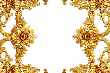 Vintage luxury golden royal frame or borders with Decorative traditional floral line pattern style on a white background