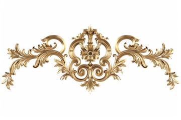 Vintage luxury golden royal frame with antique decorative traditional floral style illustration on a white background, 3d render