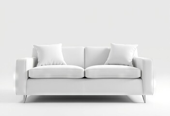 White Modern Sofa with Two Pillows