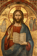 Icon of Christ Pantocrator with Gold Background