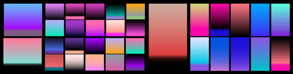 Poster - Big set of vibrant acid gradients in neon vivid color scheme.