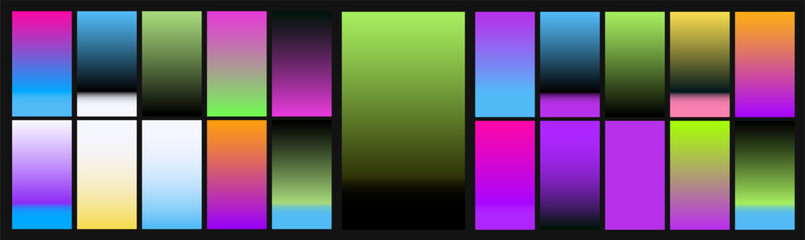 Sticker - Big set of vibrant acid gradients in neon vivid color scheme.