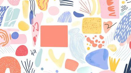 Poster - Colorful abstract shapes and patterns create vibrant and playful design, evoking sense of creativity and joy.