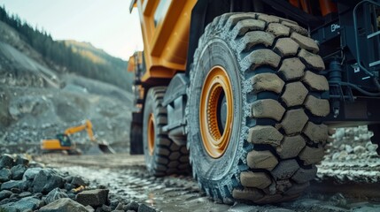 A driver operating an articulated dump truck, with a clear view of the vehicle's large tires and articulated joints