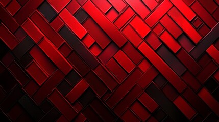 Poster - A captivating abstract background featuring an intricate pattern of intersecting red and black rectangular shapes. This image symbolizes modern design, dynamism, energy, and the interplay of light and