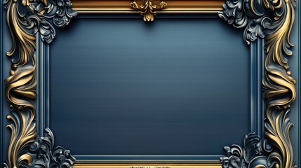 Ornate blue and gold decorative frame with intricate baroque patterns on a gradient background.