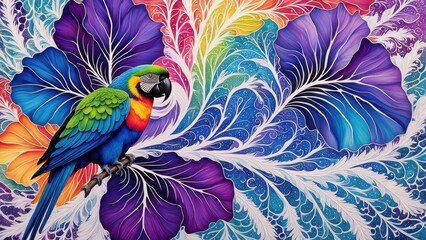 Wall Mural - blue and yellow parrot created with generative AI software